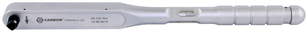 Carbon CTWABD-3-120 Ключ динамометрический алюминиевый со сквозным приводом, 1/2"DR, 20-120 Нм, погрешность пр.+/-3% CTWABD-3-120