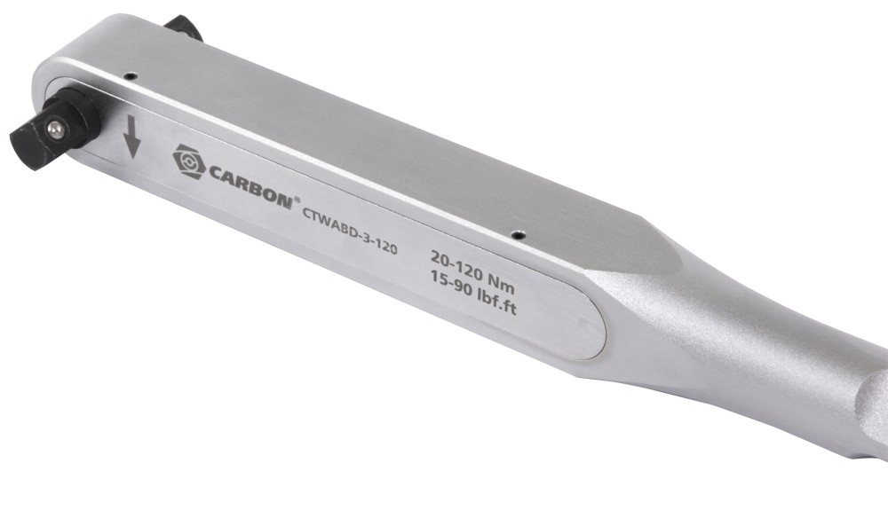 Carbon CTWABD-3-120 Ключ динамометрический алюминиевый со сквозным приводом, 1/2"DR, 20-120 Нм, погрешность пр.+/-3% CTWABD-3-120